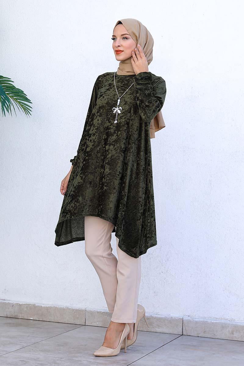 Asymmetric Model Velvet Tunic