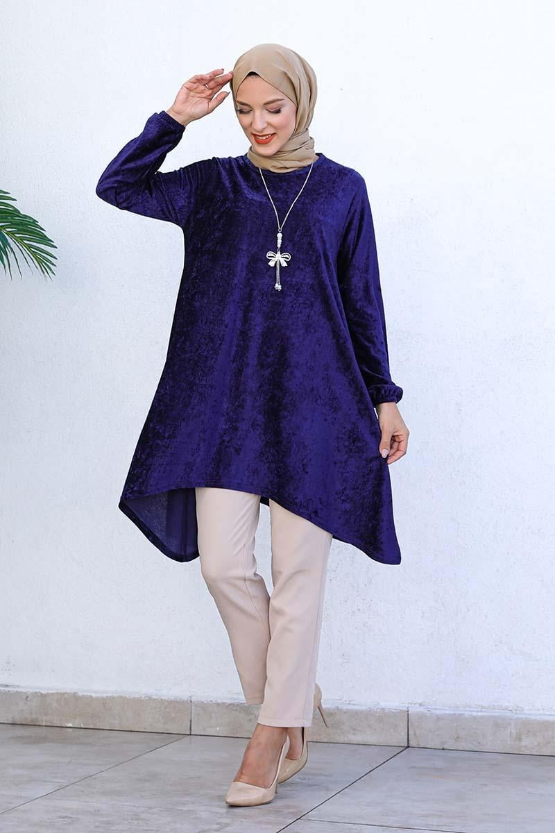 Asymmetric Model Velvet Tunic