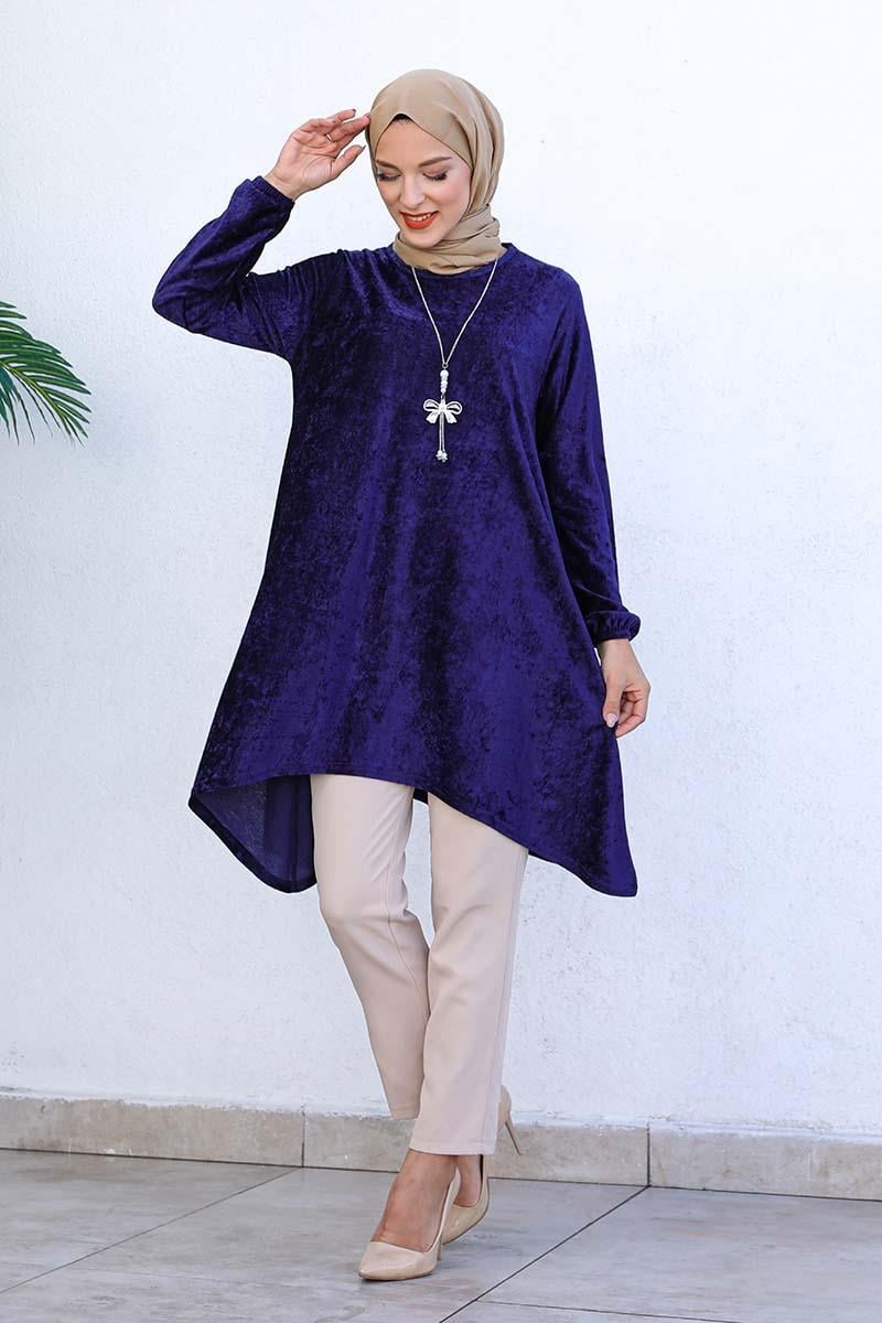 Asymmetric Model Velvet Tunic