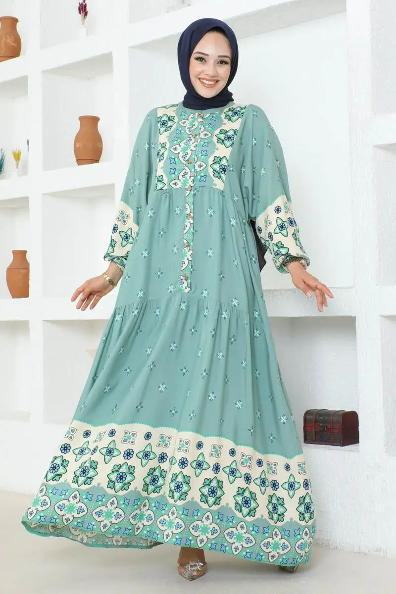 Authentic Patterned Viscose Dress-detail