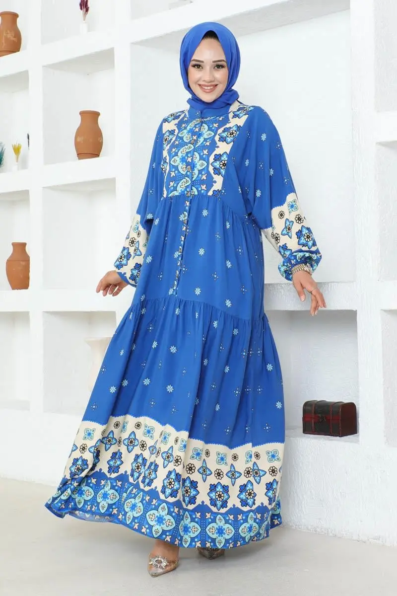 Authentic Patterned Viscose Dress-detail