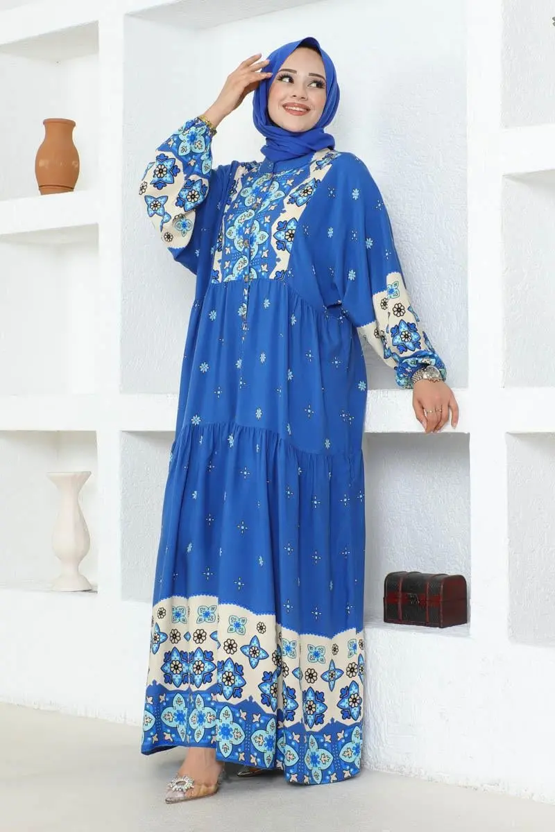 Authentic Patterned Viscose Dress-detail