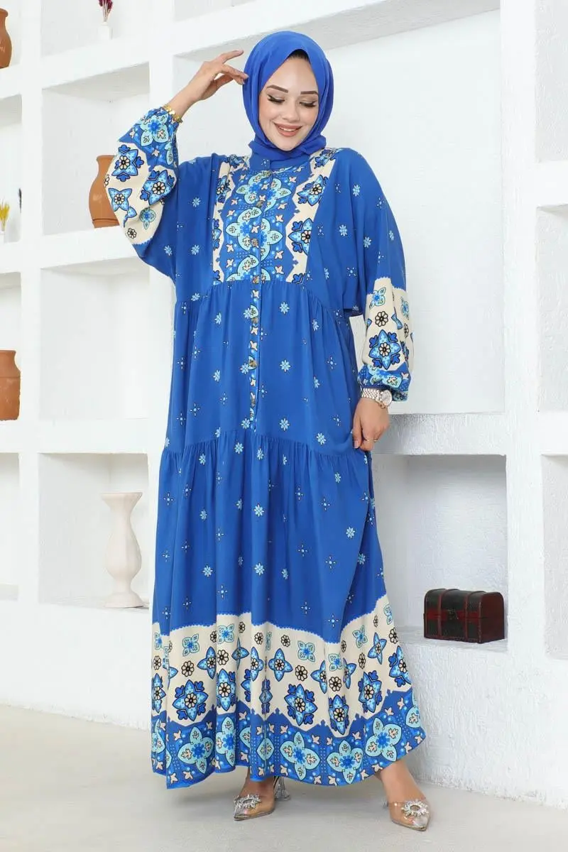 Authentic Patterned Viscose Dress-detail