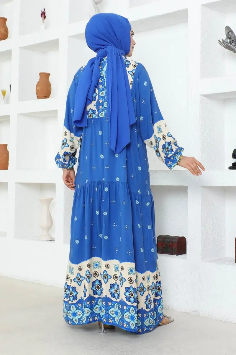 Authentic Patterned Viscose Dress-detail