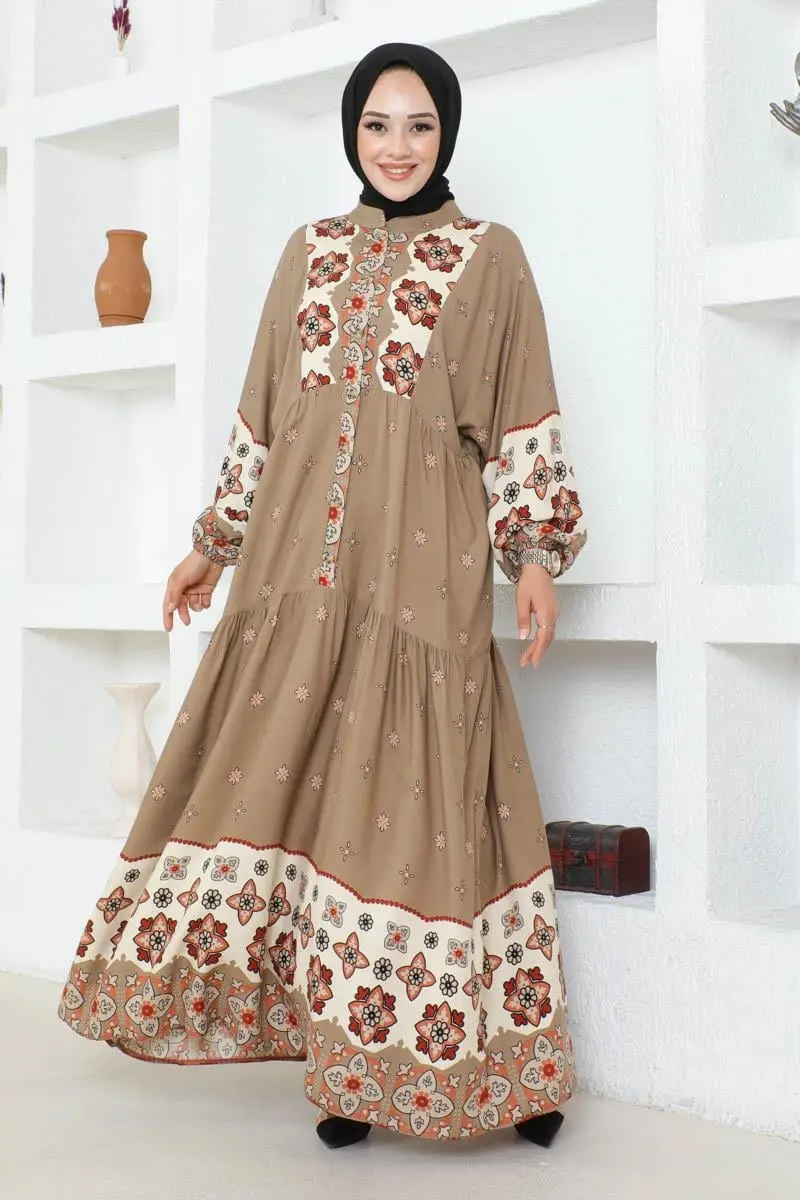 Authentic Patterned Viscose Dress-detail