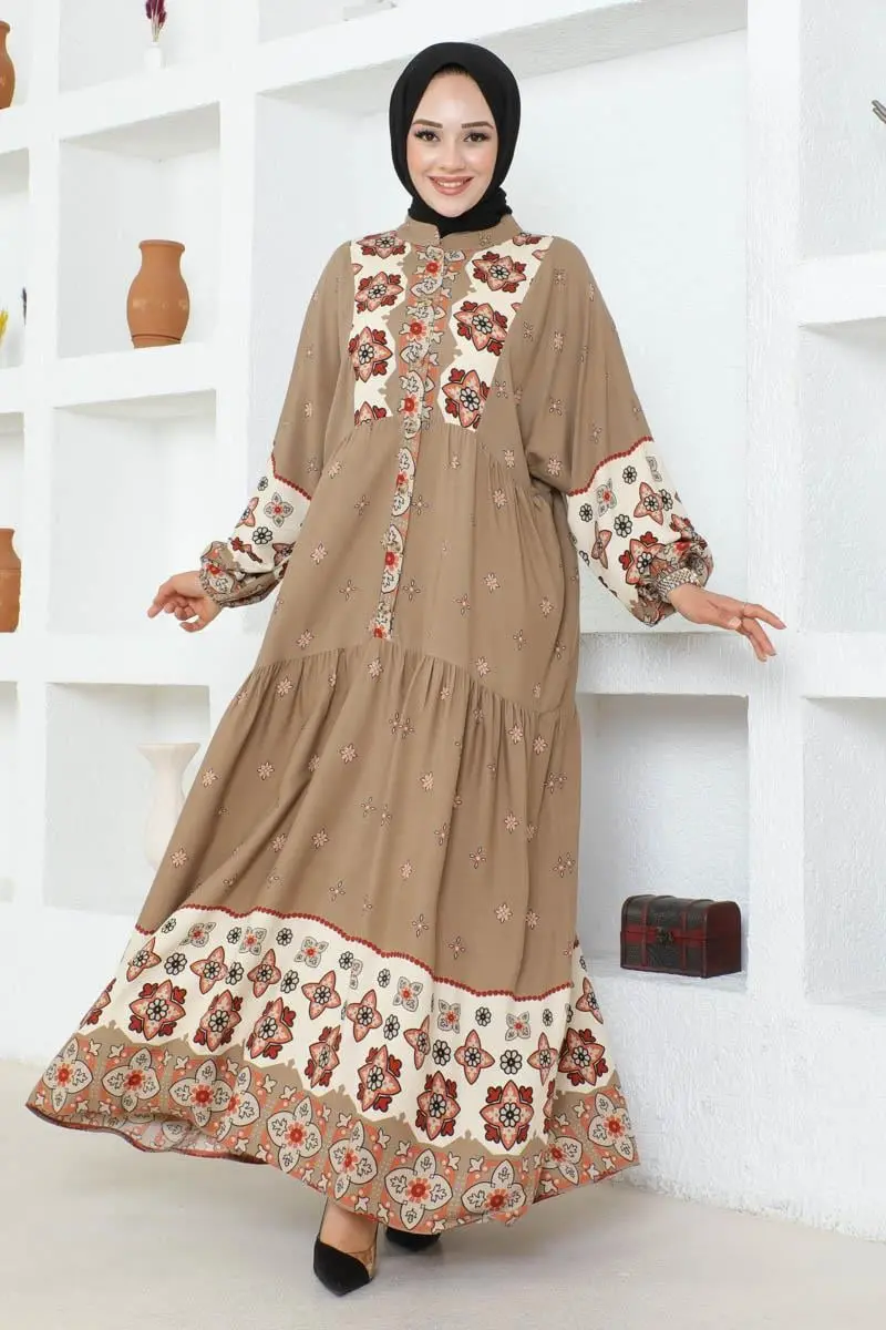 Authentic Patterned Viscose Dress-detail