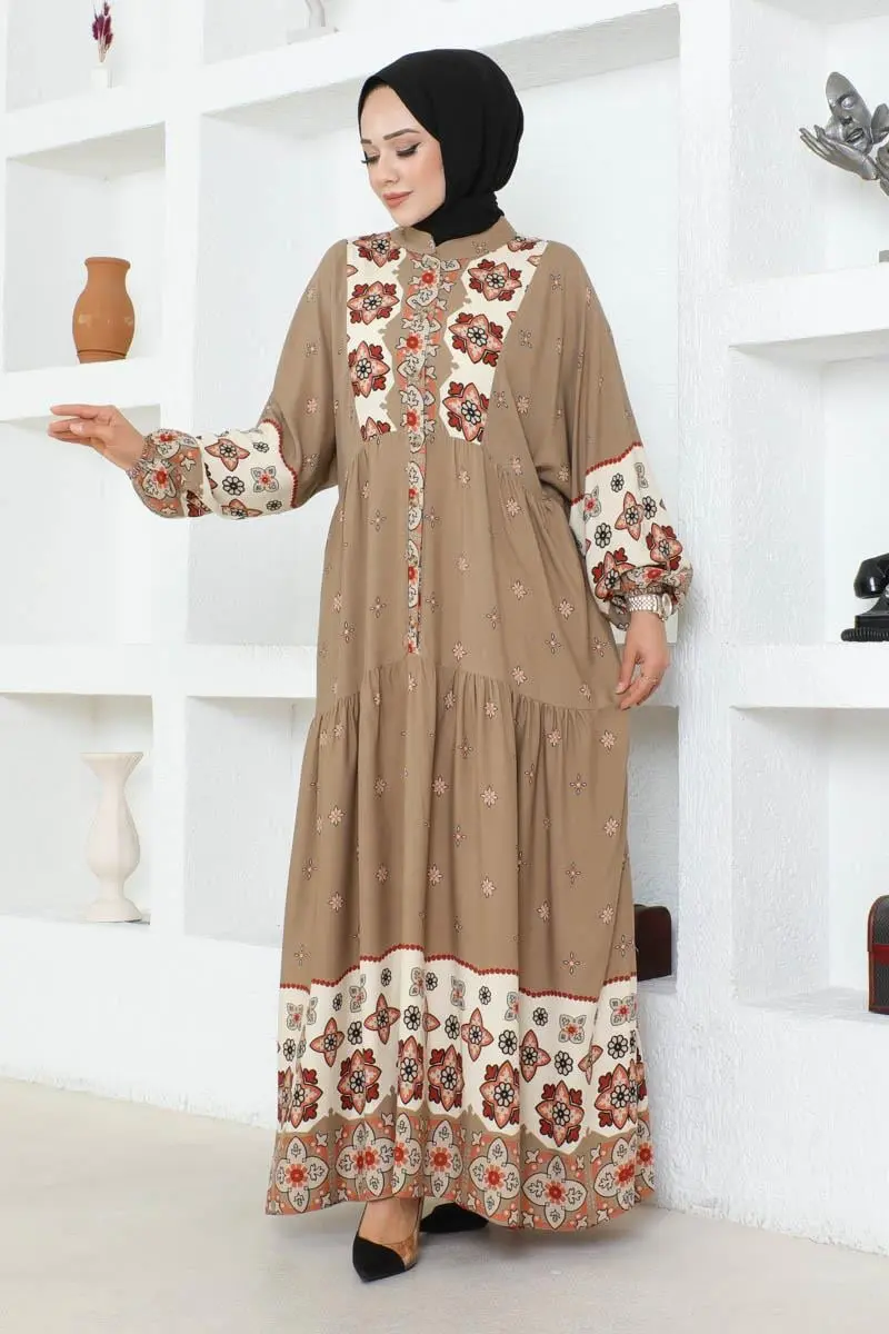 Authentic Patterned Viscose Dress-detail