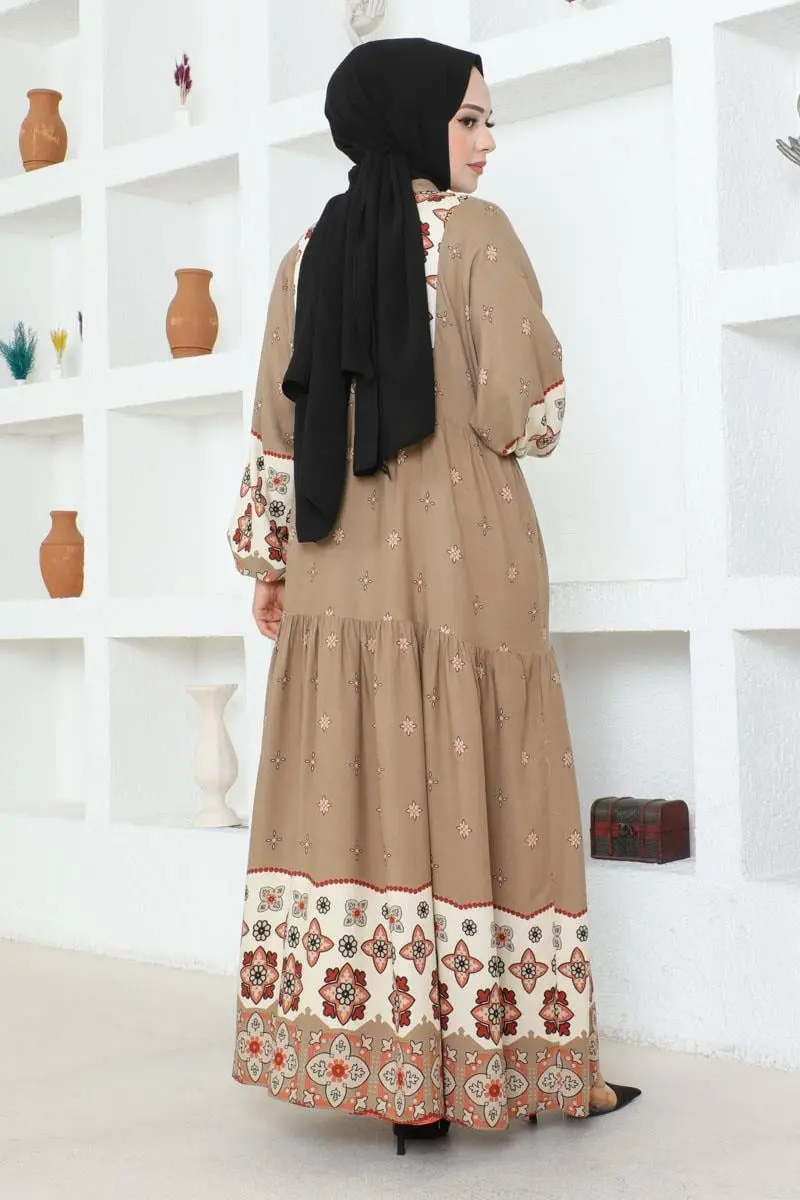 Authentic Patterned Viscose Dress-detail