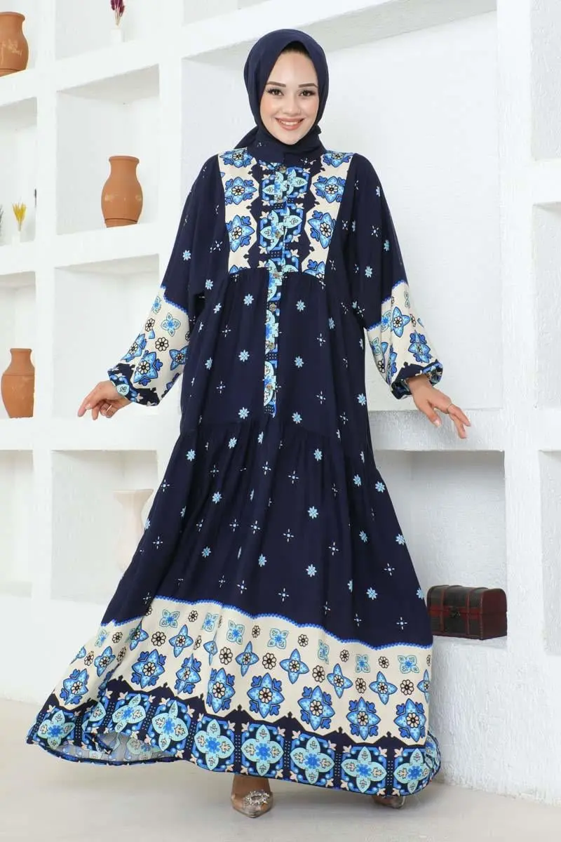 Authentic Patterned Viscose Dress-detail