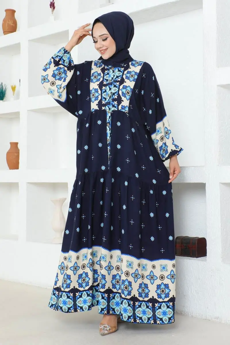 Authentic Patterned Viscose Dress-detail