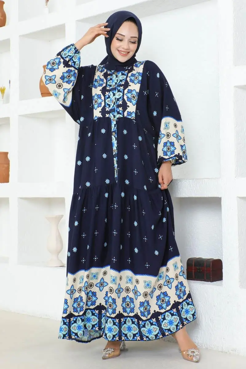 Authentic Patterned Viscose Dress-detail