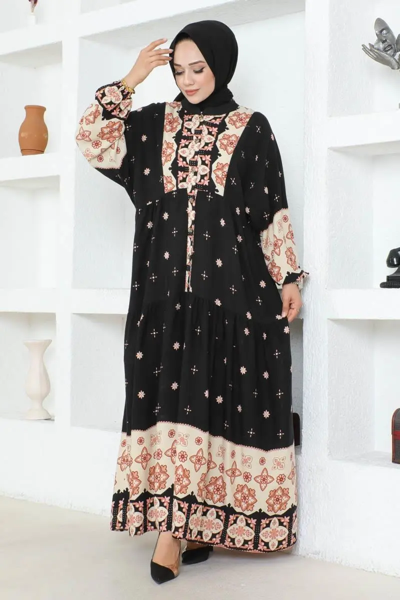 Authentic Patterned Viscose Dress-detail