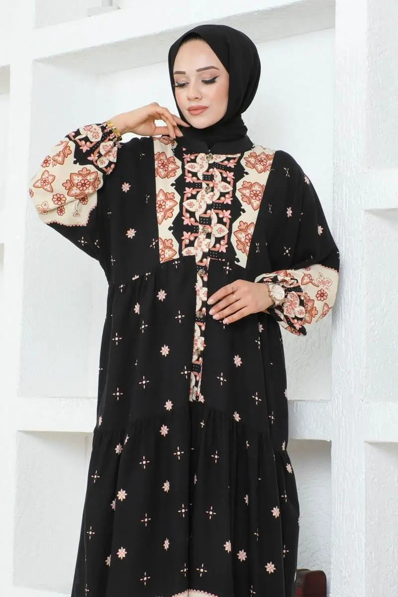 Authentic Patterned Viscose Dress-detail