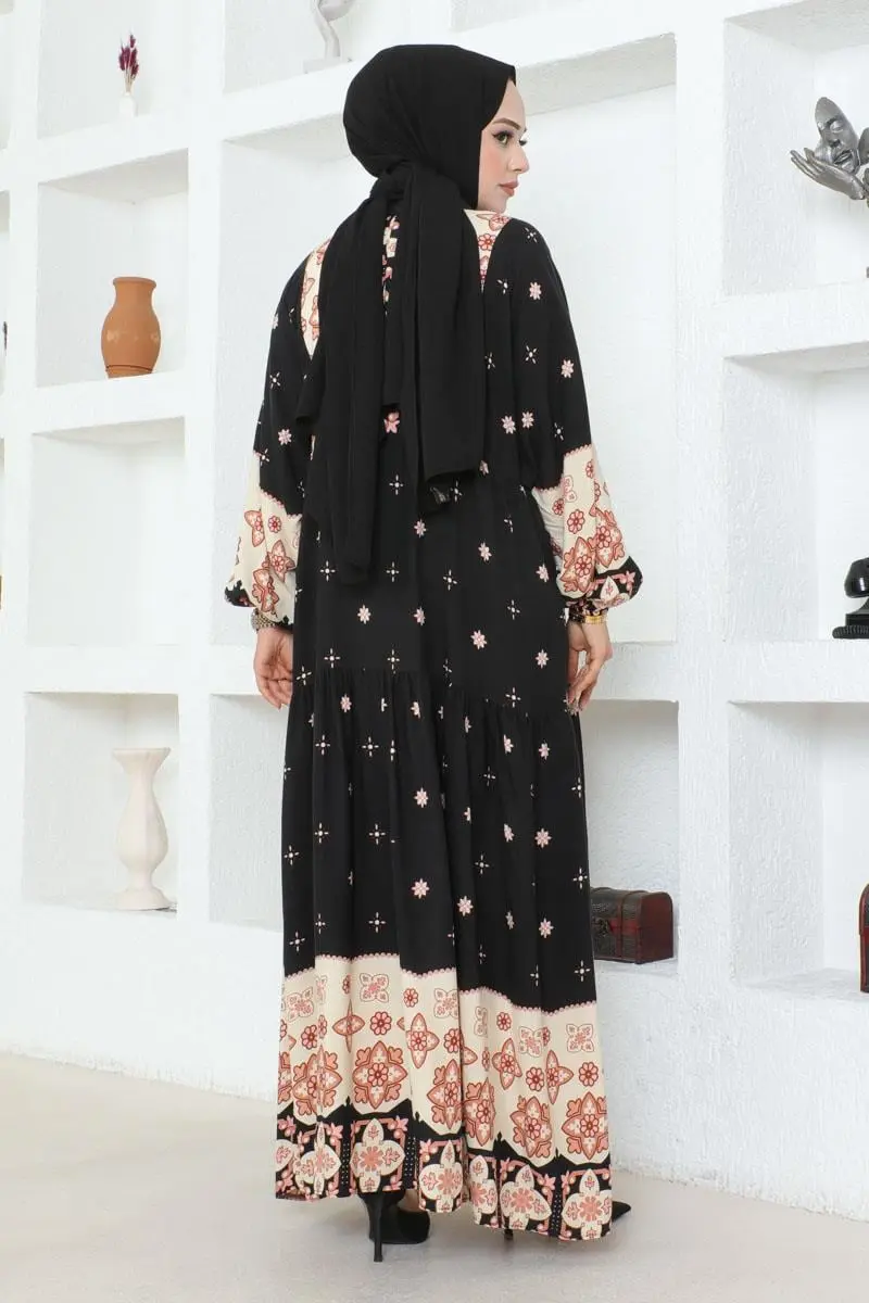 Authentic Patterned Viscose Dress-detail