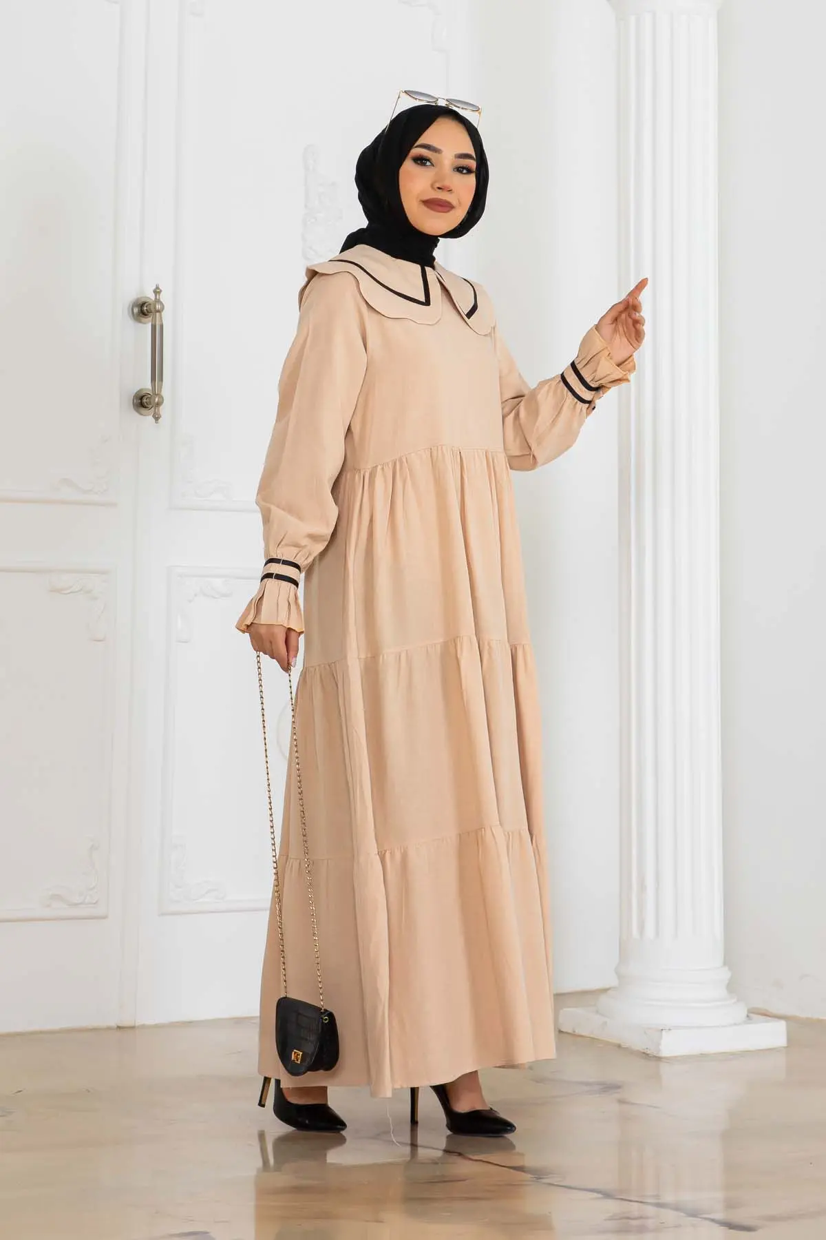 Baby Collar Dress Beige-detail