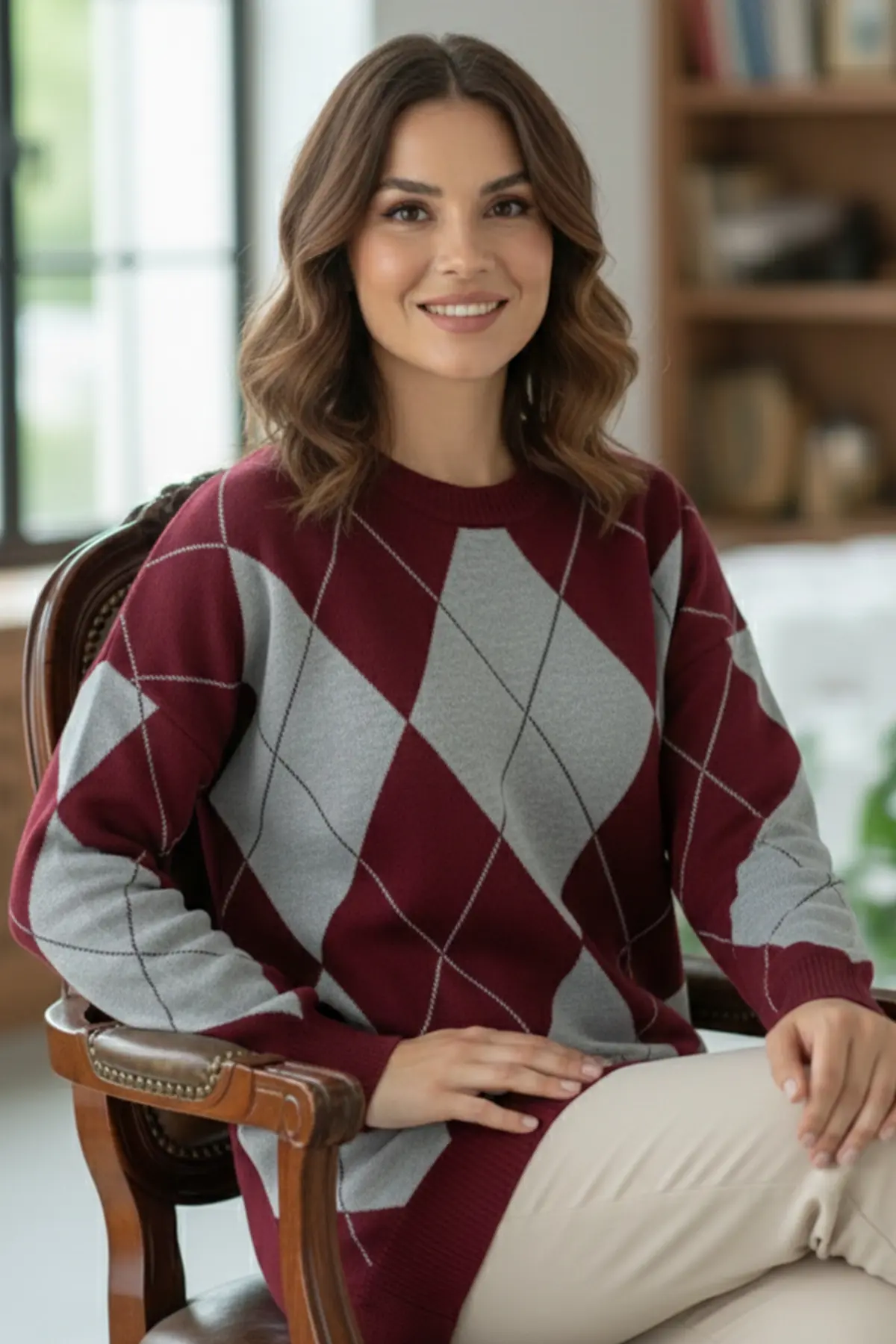 Baklava Patterned Knitted Sweater-detail