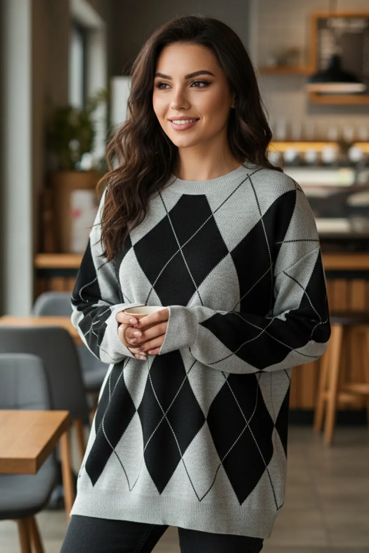 Baklava Patterned Knitted Sweater-detail