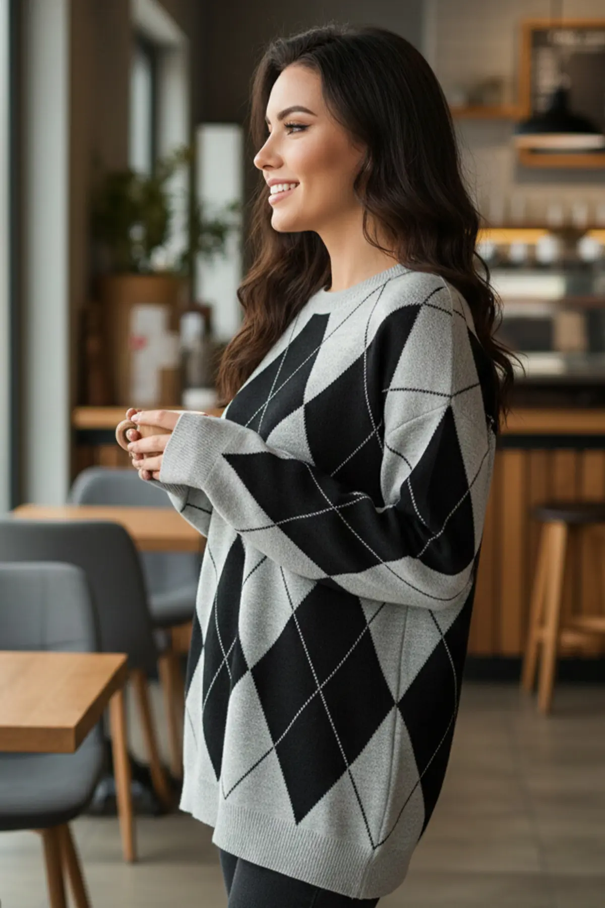 Baklava Patterned Knitted Sweater-detail