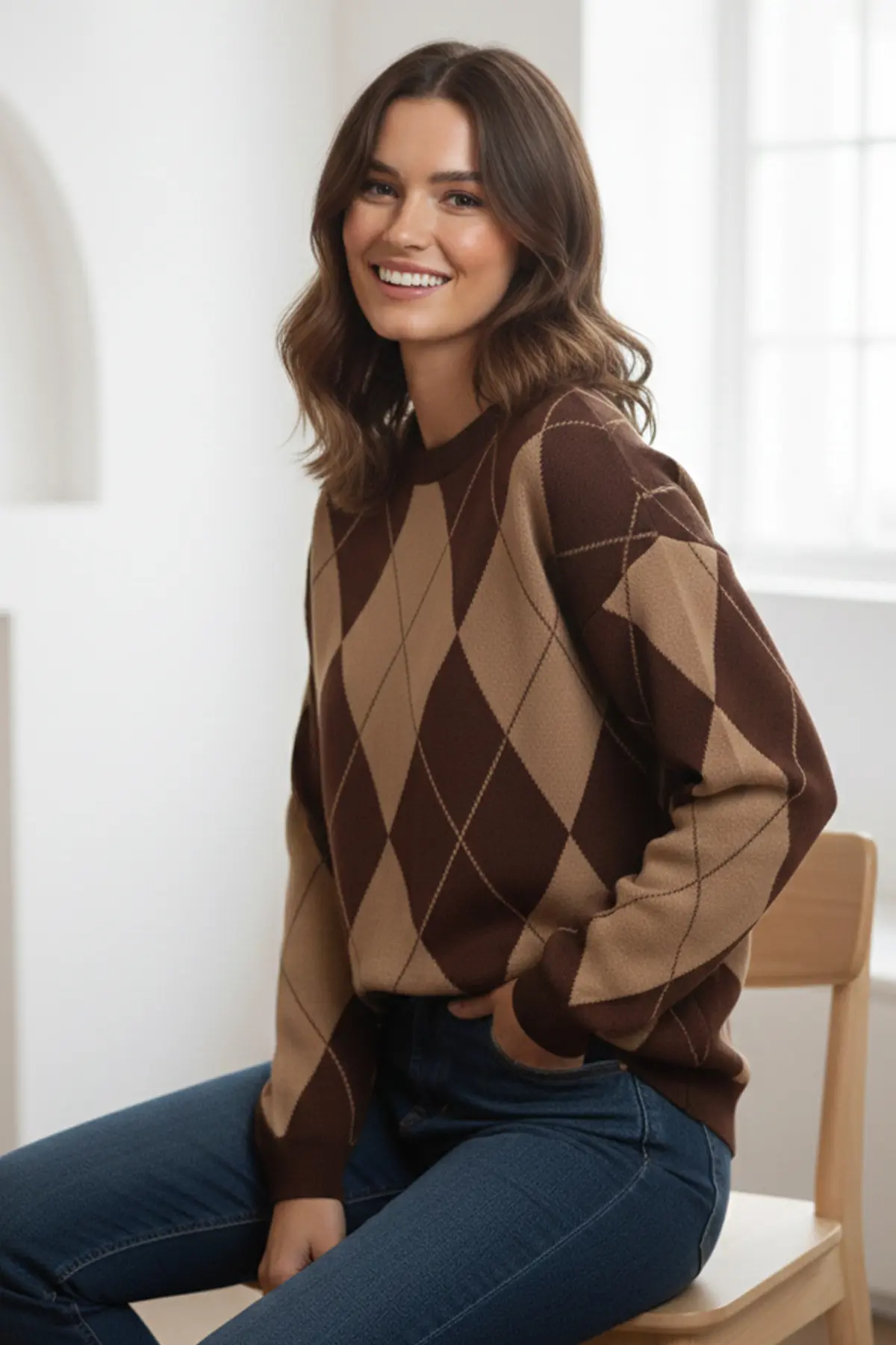 Baklava Patterned Knitted Sweater-detail