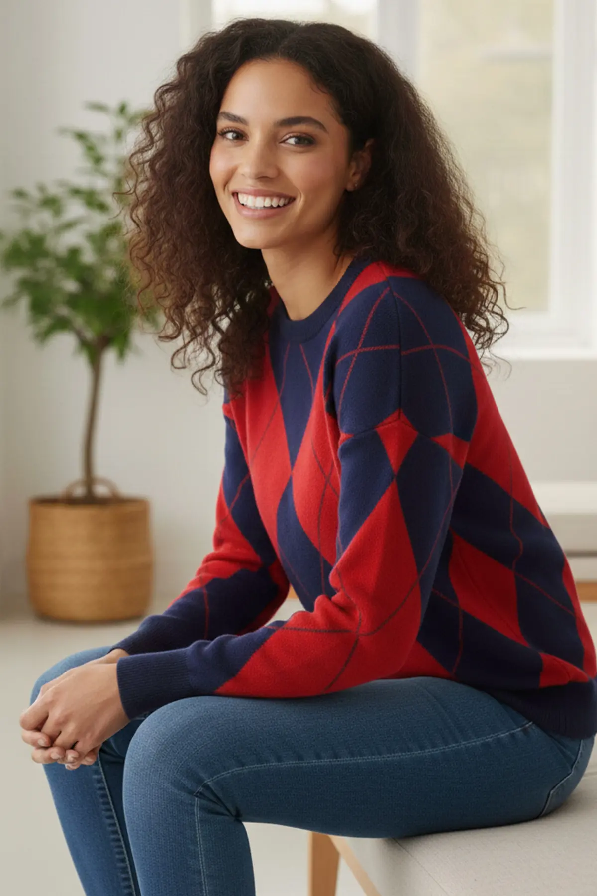Baklava Patterned Knitted Sweater-detail