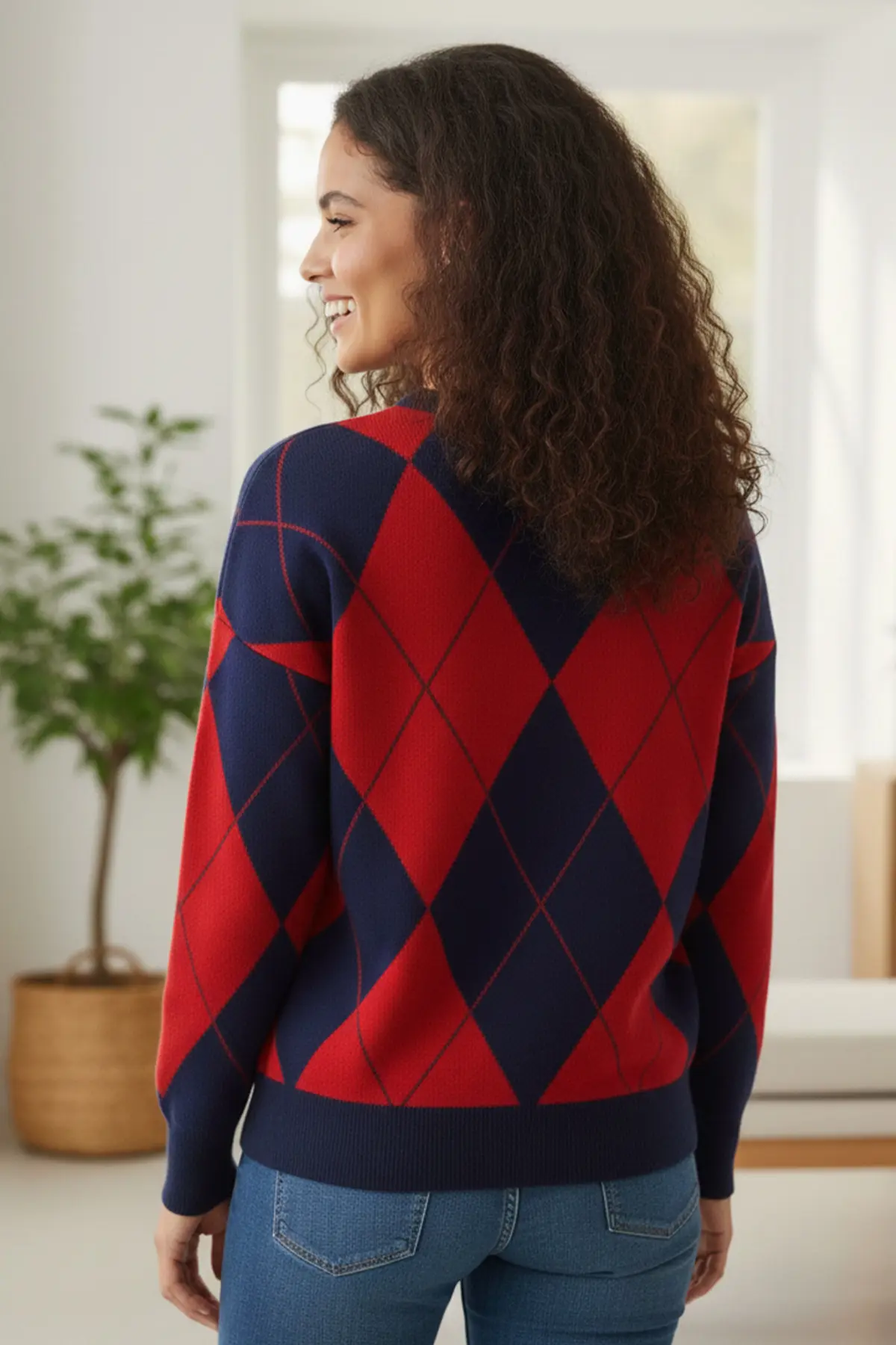 Baklava Patterned Knitted Sweater-detail