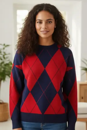 Baklava Patterned Knitted Sweater