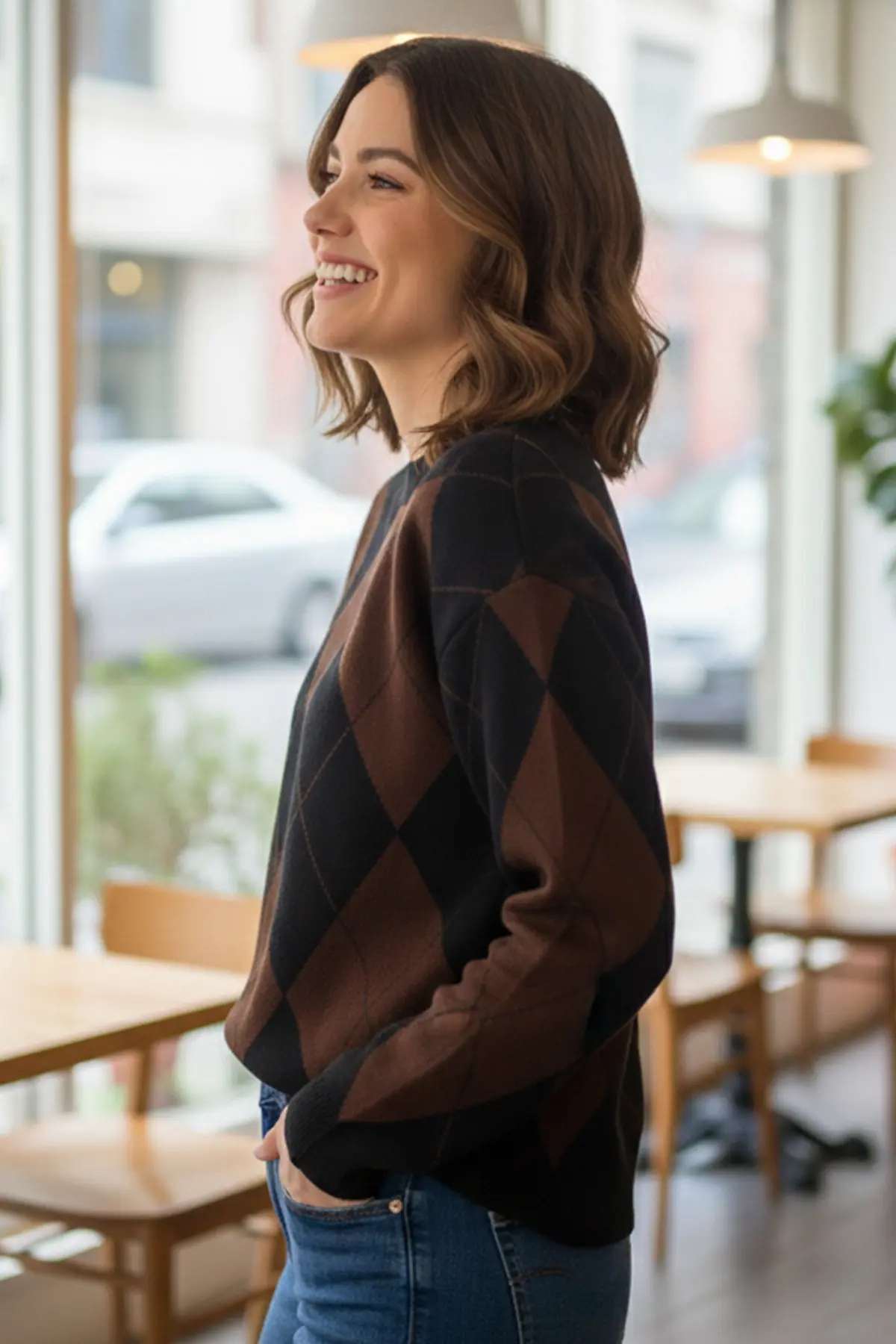 Baklava Patterned Knitted Sweater-detail