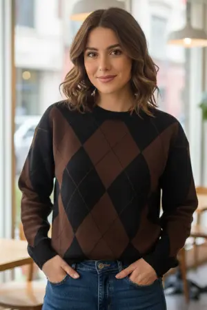 Baklava Patterned Knitted Sweater