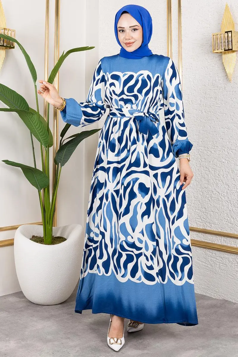 Batik Patterned Hijab Dress-detail