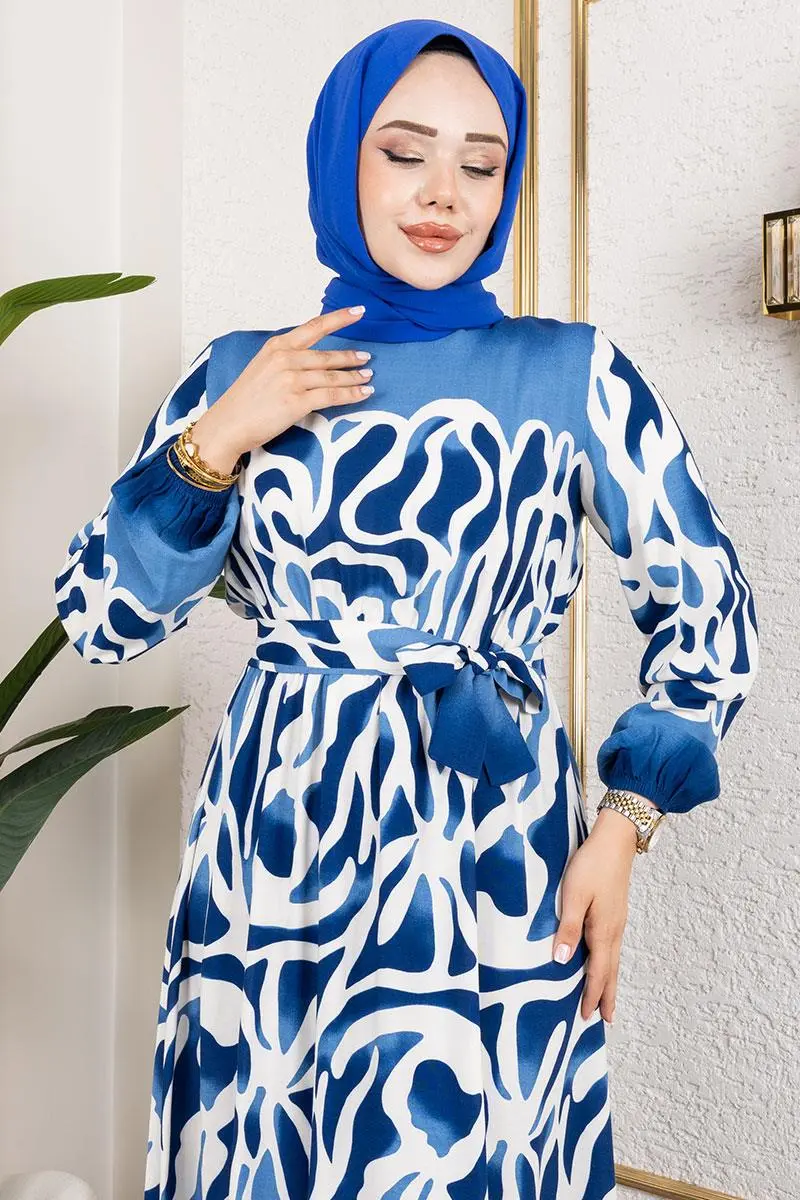 Batik Patterned Hijab Dress-detail