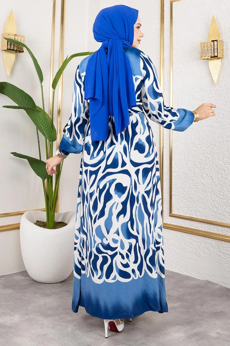 Batik Patterned Hijab Dress-detail