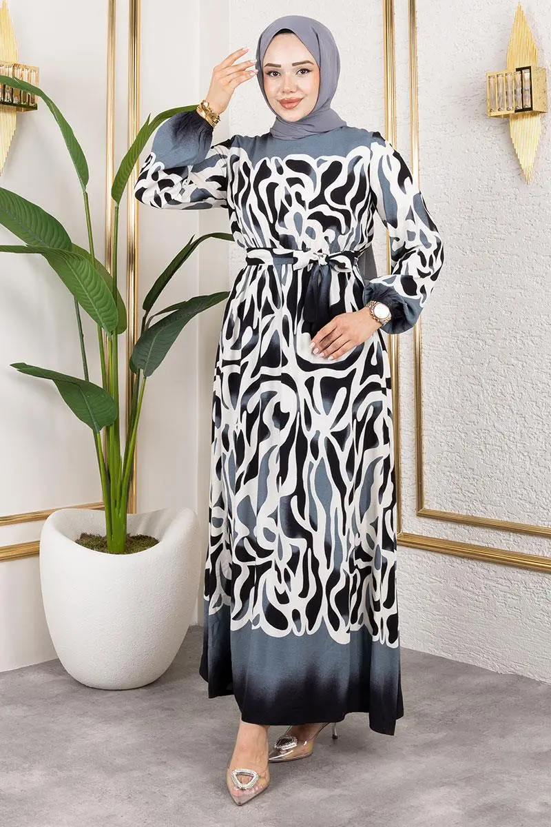 Batik Patterned Hijab Dress-detail