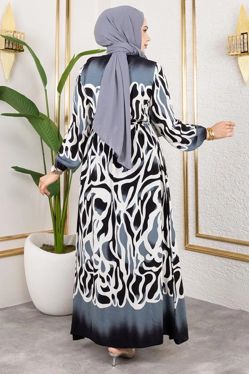 Batik Patterned Hijab Dress-detail