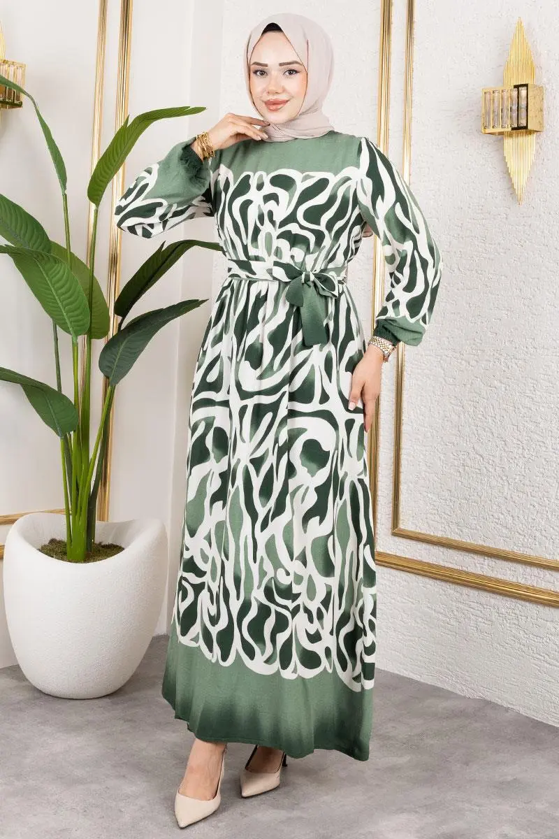 Batik Patterned Hijab Dress-detail