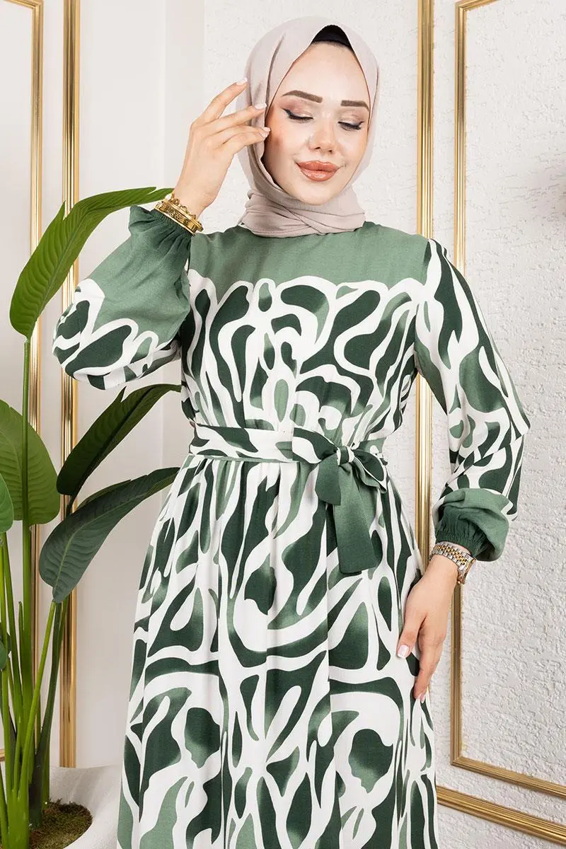 Batik Patterned Hijab Dress-detail