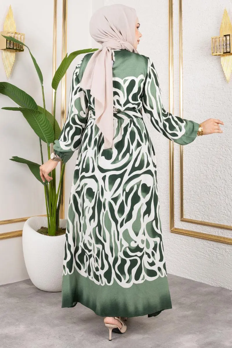 Batik Patterned Hijab Dress-detail