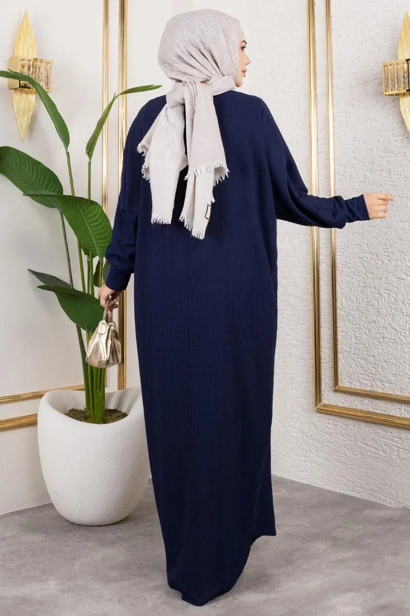 Batwing Sleeve Crepe Dress-detail