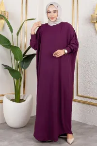 Batwing Sleeve Crepe Dress