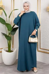 Batwing Sleeve Crepe Dress