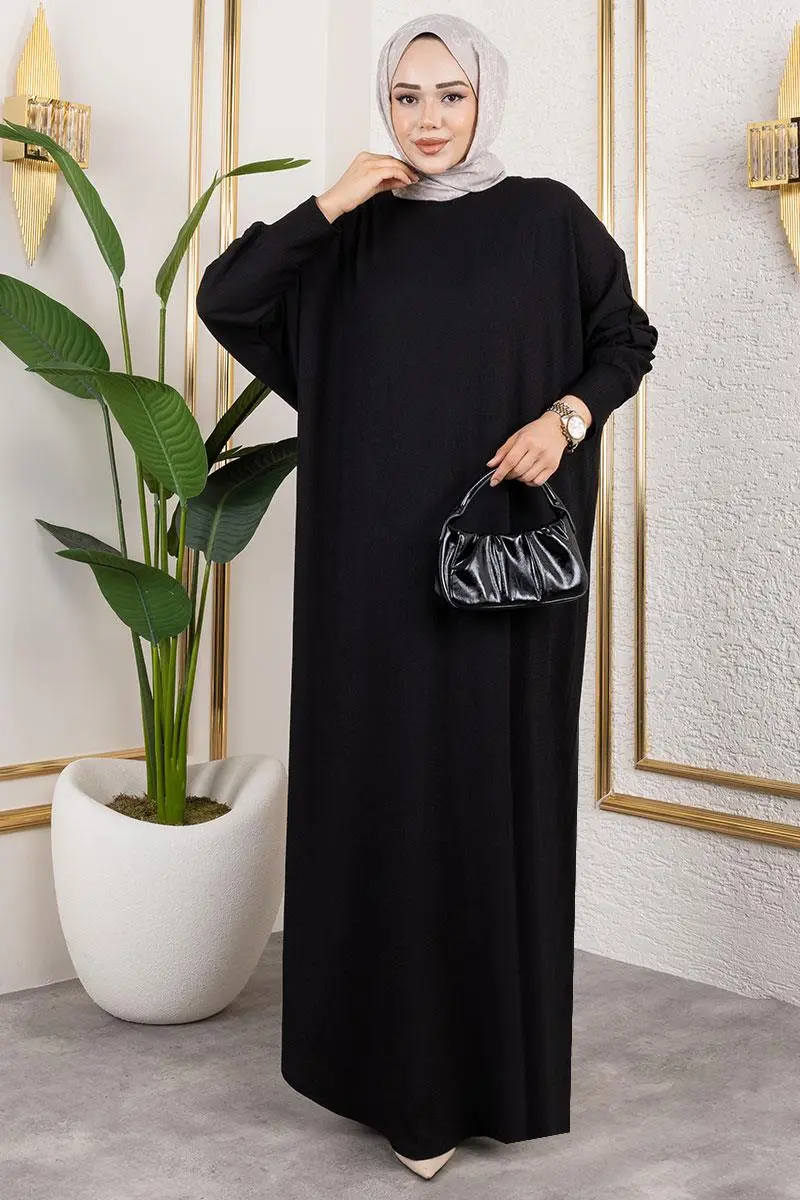 Batwing Sleeve Crepe Dress-detail