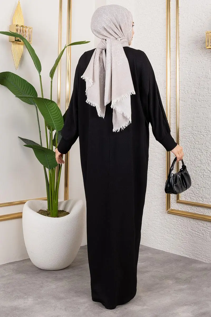 Batwing Sleeve Crepe Dress-detail