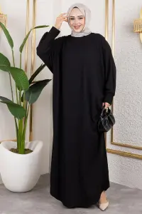 Batwing Sleeve Crepe Dress