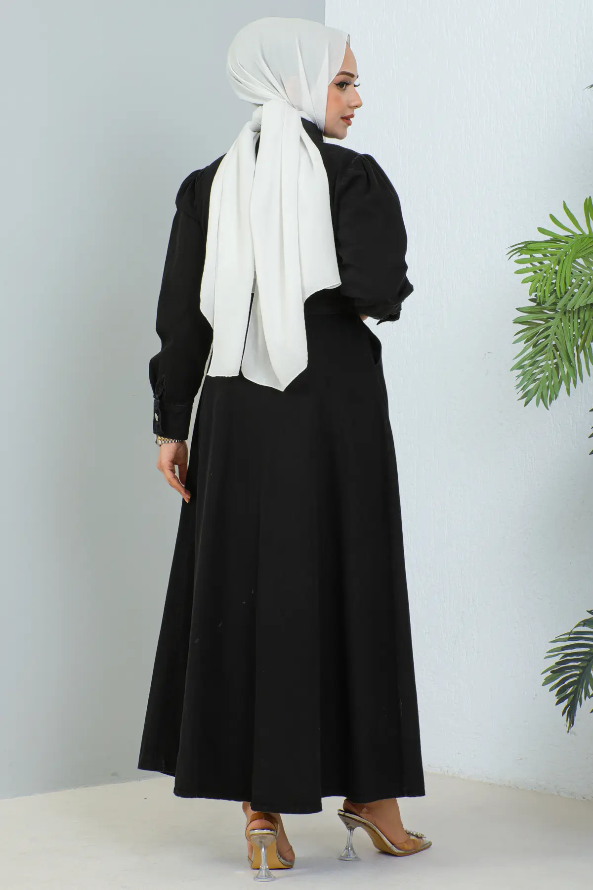 Beaded Denım Dress Wıth Pockets-detail