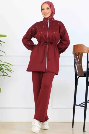 Beaded Detailed Scuba Two Piece Set