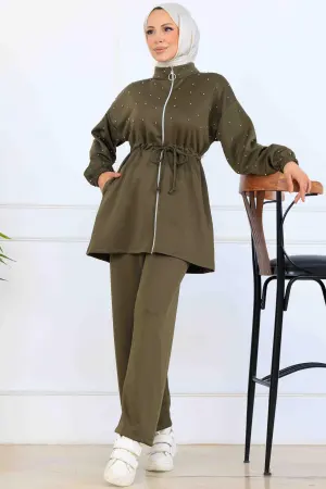 Beaded Detailed Scuba Two Piece Set