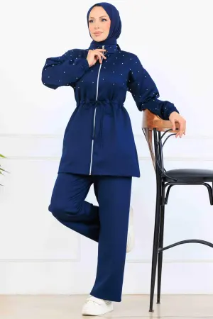 Beaded Detailed Scuba Two Piece Set