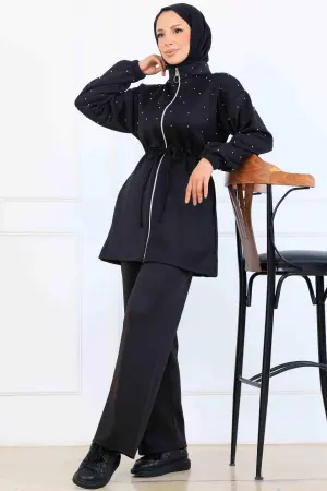 Beaded Detailed Scuba Two Piece Set