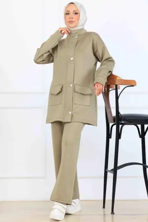 Beaded Detailed Scuba Two Piece Set