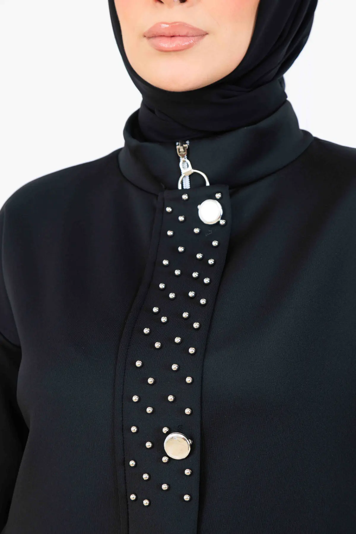 Beaded Detailed Scuba Two Piece Set-detail