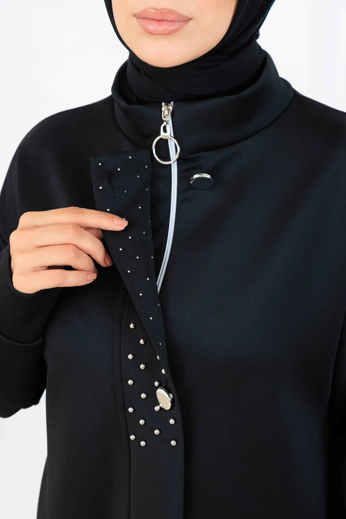 Beaded Detailed Scuba Two Piece Set-detail